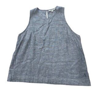 Orvis Chambray Linen Shirt Women's Size Large Blue Sleeveless Tank Top